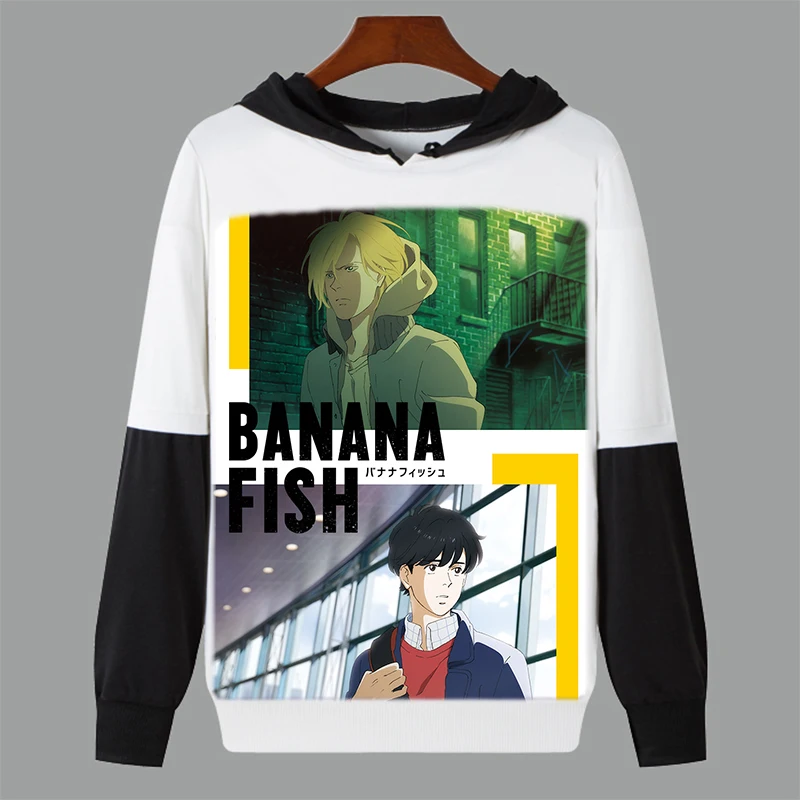 

Anime White Hoodie BANANA FISH Ash Lynx Cosplay Women Men Casual Sweatshirt Hooded Coat Spring Autumn Thin Pullover Customize