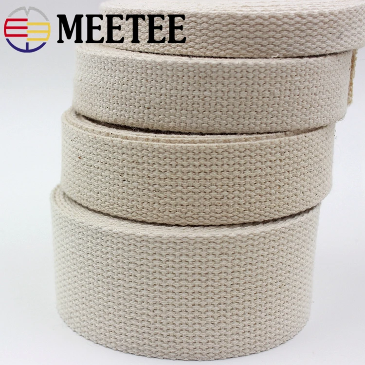 5meter Meetee Cotton bing 25/32/38/50mm Natural Color Cotton Ribbon
