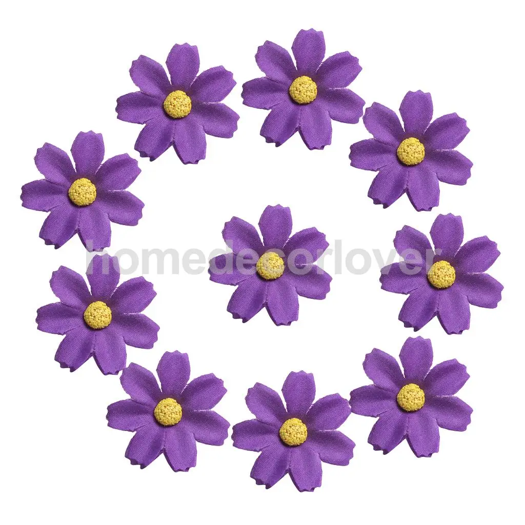 50pcs 4cm Silk Flower Daisies Flower Heads for Wedding/Car/Spring/Home/Garden Decoration Wreath DIY Floral Arts and Crafts