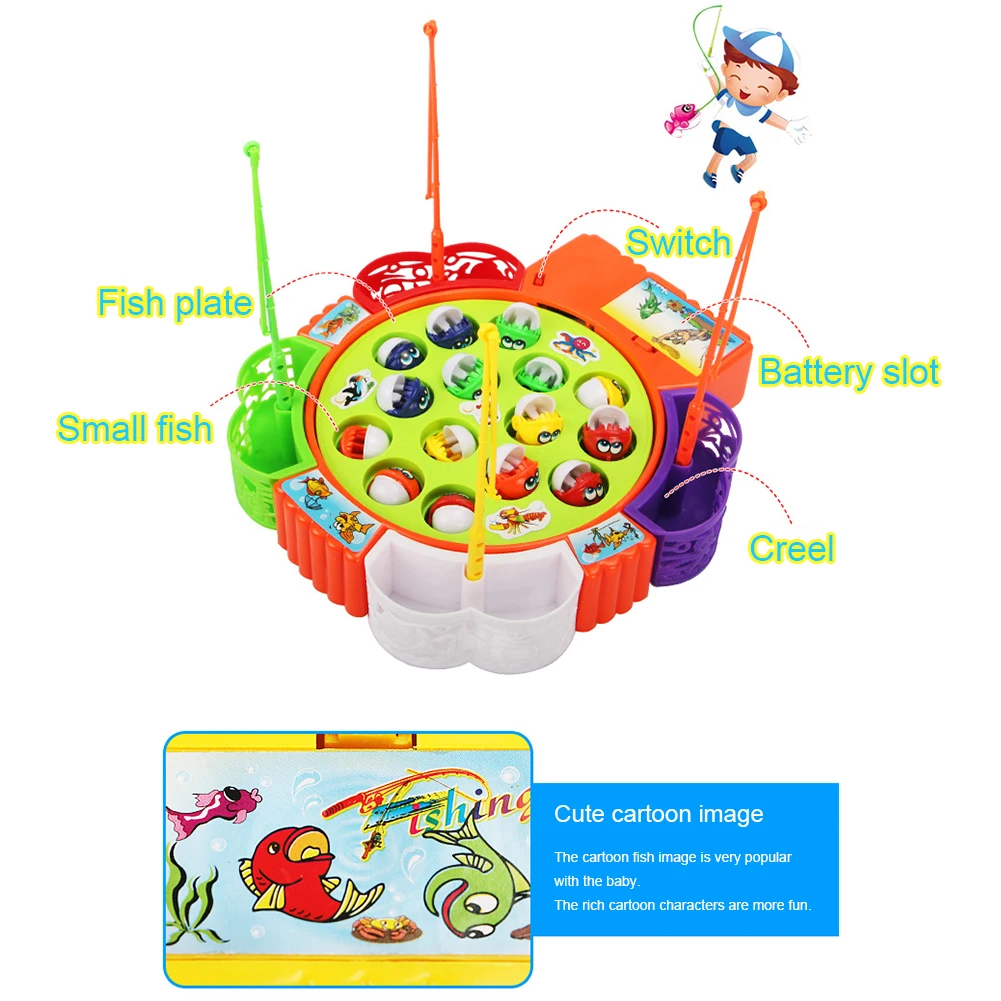 Для мальчиков и девочек детские развивающие игрушки рыбы музыкальных Вращающиеся рыбалка игрушка набор рыбы игры образовательные рыбалка