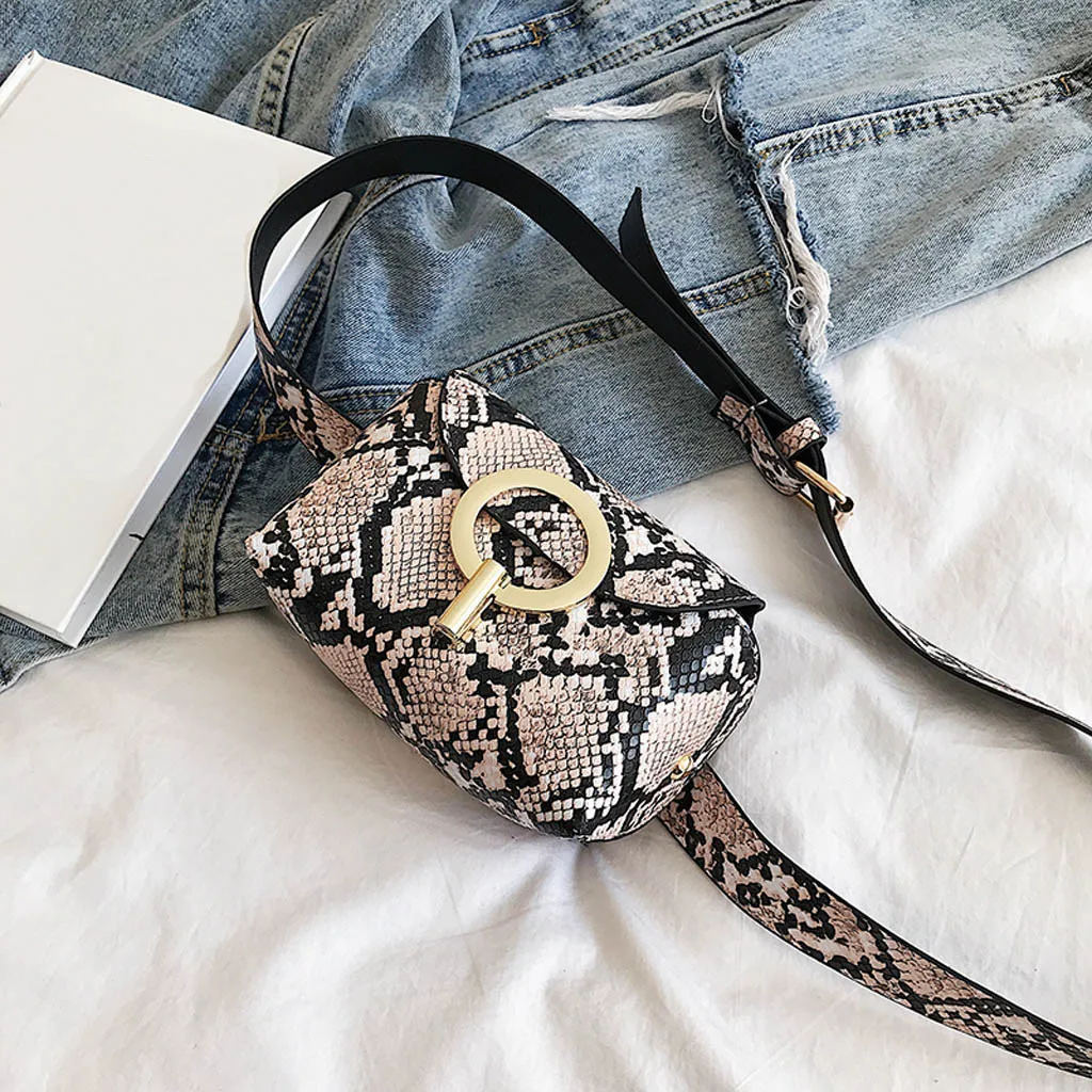 Женская модная сумка через плечо со змеиным принтом, винтажная Женская нагрудная сумка из искусственной кожи, поясная сумка, женская сумка# H10