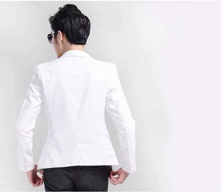 L-XXXL! 2019 для мужчин досуг кожа зима корейской моды Тонкий индивидуальный печати кожаный костюм куртка певица костюмы