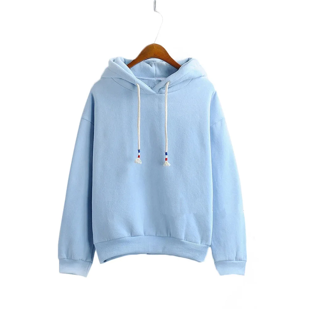 

Hot Fashion Korean Spring Autumn Women Sweatshirt Solid Color Pullover Long Sleeves Hoodies Ladies Girls Loose Casual Tops MSK66