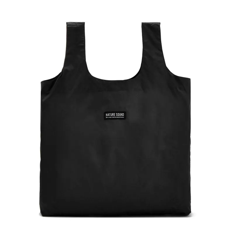 It's Yiiya Casual Nylon Shopping Bags Black Color with Letters Pattern