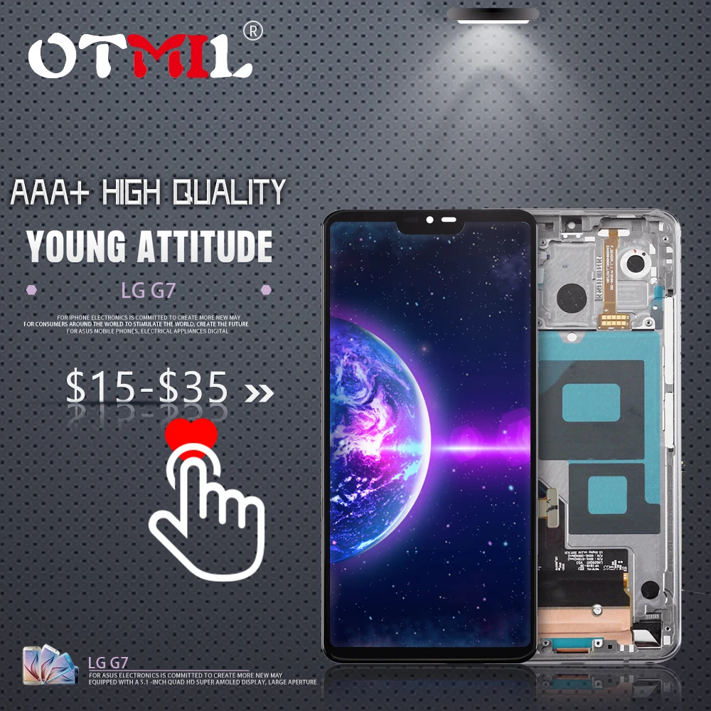 

OTMIL 6.1" Display For LG G7 LCD Display Touch Screen Panel Digitizer Assembly G7 ThinQ G710 G710VMP G710EM G710PM Replacement#1