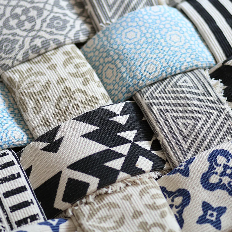 Vintage Persian Style Woven Mat Bathroom Living Room Carpet Geometric Hand Made Indian Rug Striped Modern Printing Mat Bohemia