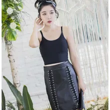 Новая весенняя Женская юбка из натуральной овечьей кожи Прямая пикантная женская летняя одежда черного цвета, большие размеры xxxl