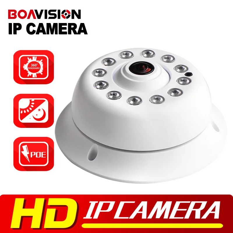 HD Onvif 2MP 1080P IP Camera PoE IR 10m Night Vision Panorama 360 Degree Fisheye Dome Network 720P IP Cam 1.0MP XMeye P2P