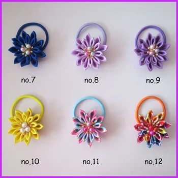 

10 BLESSING Women Girl Fashion Gerbera Pearl Grosgrain Hair Elastic Wholesale