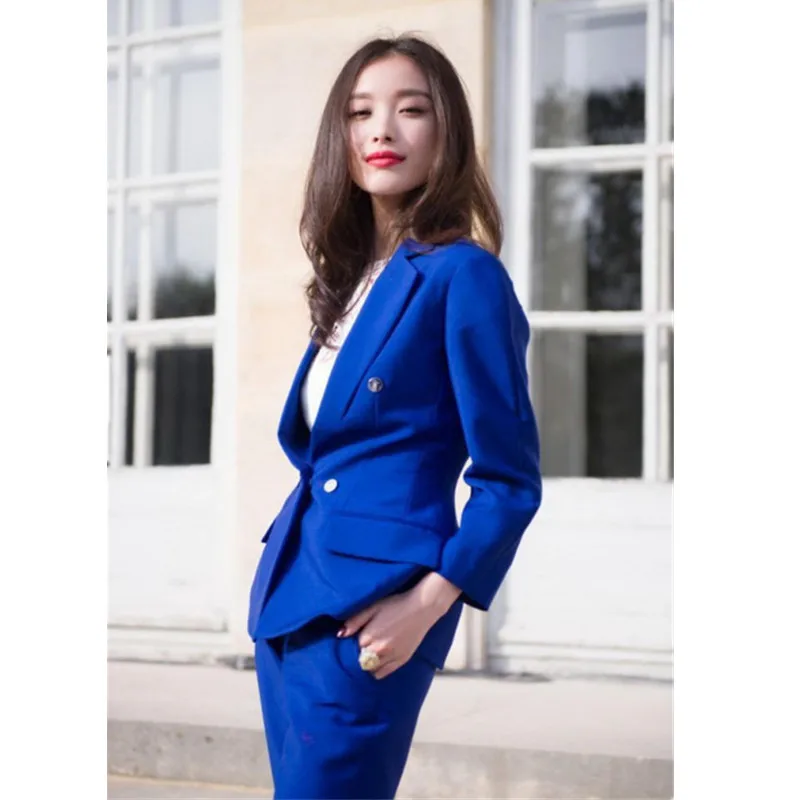 13.1       98      Custom Women's OL Suit Royal Blue Women's Slim Suit Women's Business Suit Pants Suit Jacket + Pants