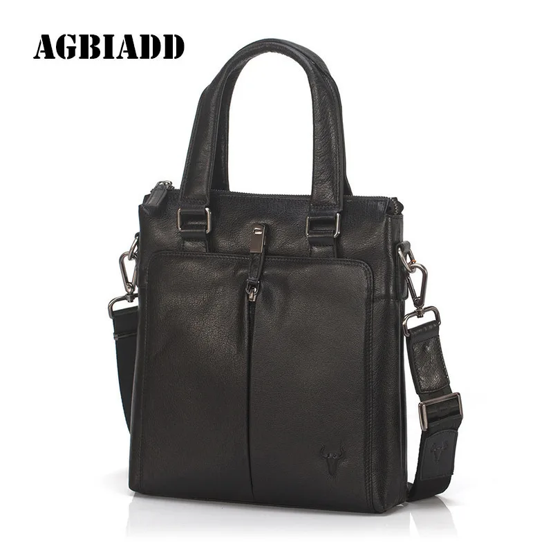 

2017 New Fashion Genuine Leather Men Bag Men'S Briefcase Tote Shoulder Handbags Solid Casual Leather Briefcase Black Brown 254