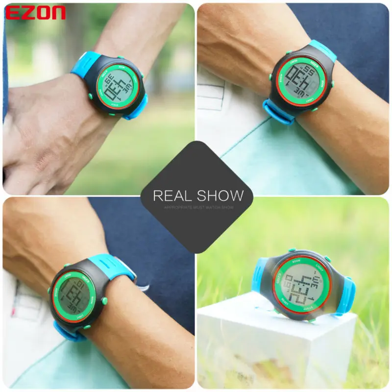 EZON брендовые Модные мужские спортивные часы электронные цифровые часы 30 м Водонепроницаемые наручные часы Секундомер Будильник
