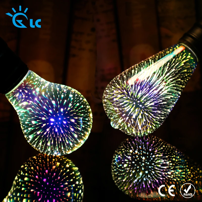 

Night light LED Lamp E27 3D Star Fireworks Effect 220V 240V Edison LED Bulb A60 ST64 G80 G95 G125 Home Decoration Lamp