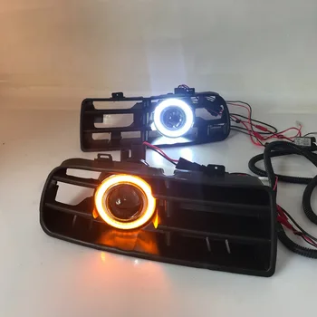 

RQXR fog lamp driving light assembly For Volkswagen Golf mk4 cob angel eye led daytime running lights turn signal