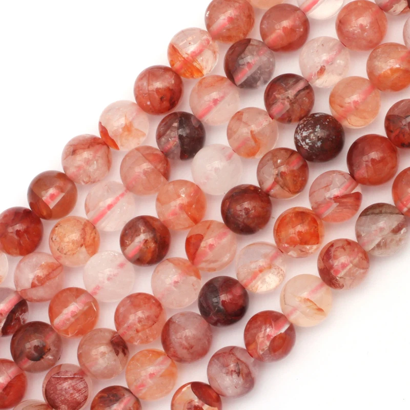 red crystal quartz stone beads natural gemstone beads DIY loose beads for jewelry making strand