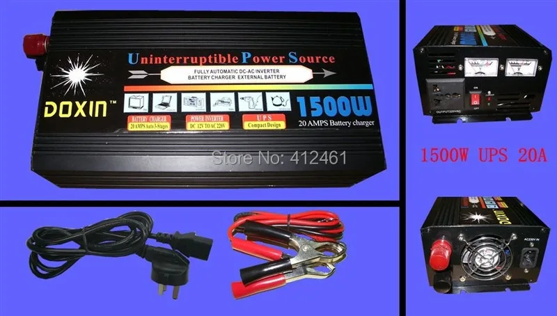 

12V DC to AC 230V 1500Watt Car Power Inverter Converter with Charger 1500w / Modified Sine Wave UPS Inverter