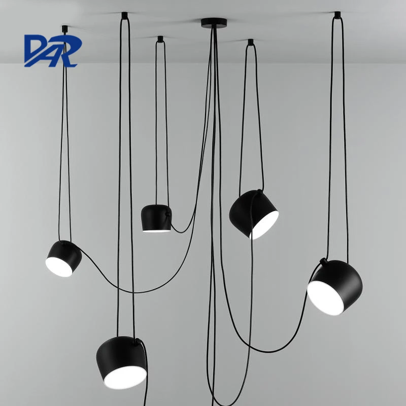 

Creative Design White/Black Drum Chandeliers DIY 1/2/3/4/6 Heads Restaurant Cafe Dining Room Led Chandelier Lighting Lampadario