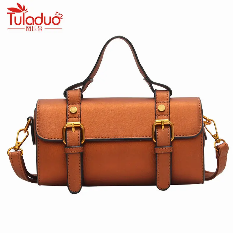 

Brand Small High Quality Women Crossbody Bag Designer PU Leather Barrel-shaped Bags Women Handbags New Ladies Bag Double Belt
