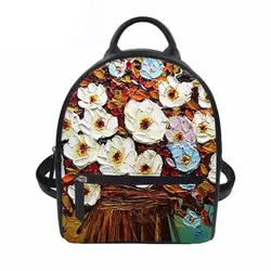 Индивидуальные Женский рюкзак маленький женский рюкзак цветы печатает для путешествий из кожи Школьные рюкзаки для девушек книга Bagpack