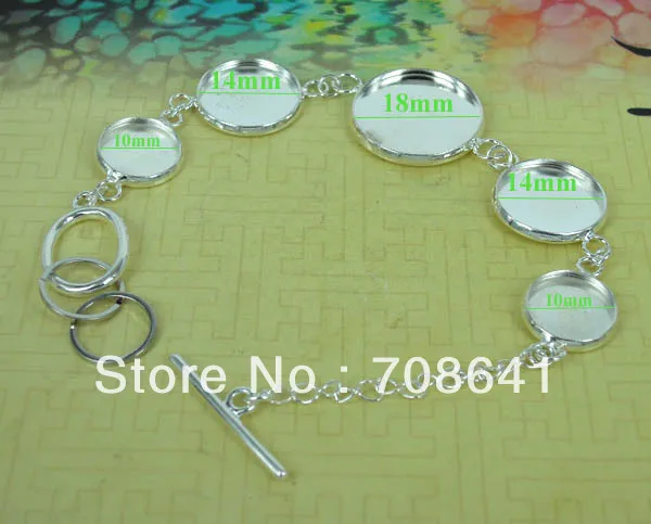 Blank Bracelet Bases Settings 10mm 14mm 18mm Round Bezel tray Glass Cabochon Metal Cuff Bangle Findings DIY Silver tone | Украшения и