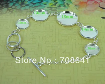 

Blank Bracelet Bases Settings 10mm 14mm 18mm Round Bezel tray Glass Cabochon Metal Cuff Bangle Bracelet Findings DIY Silver tone