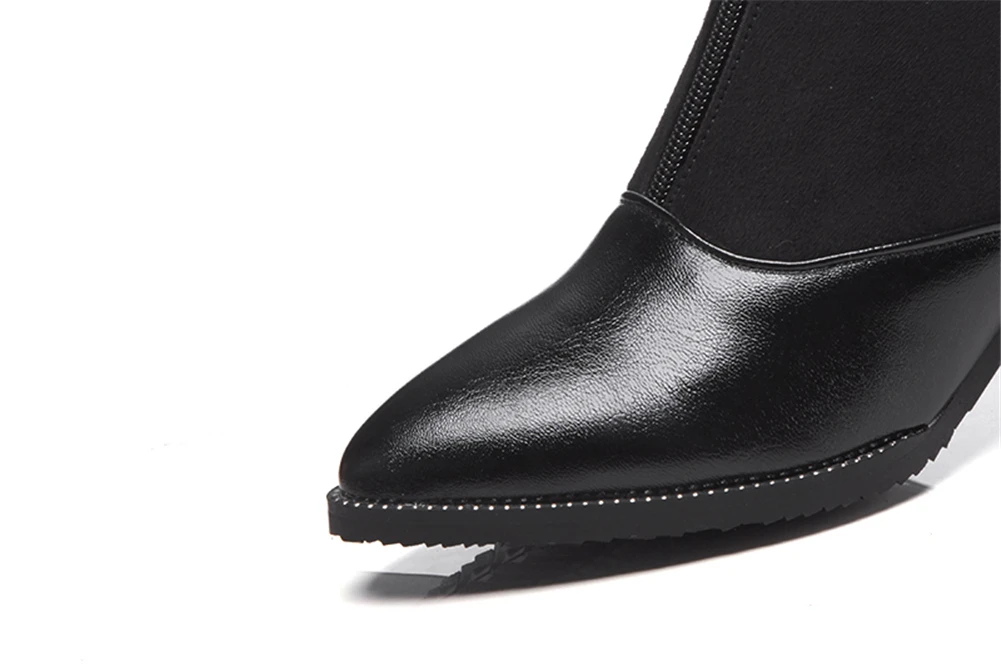 DoraTasia, Новое поступление, классические черные женские ботильоны разноцветные женские ботинки на высоком квадратном каблуке 6 см Женская обувь размера плюс 32-48