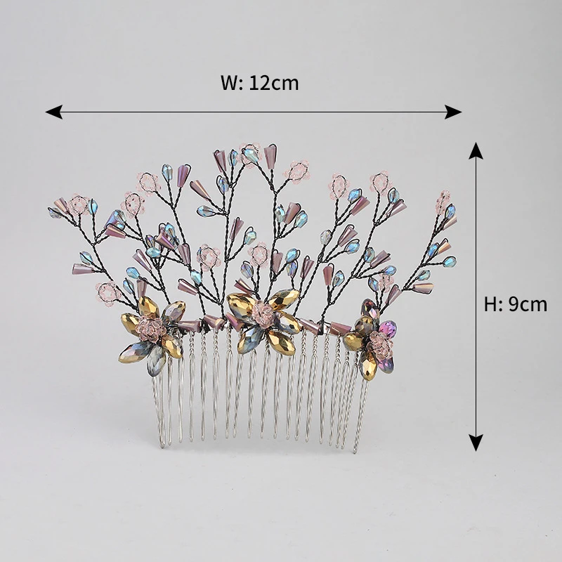 Ручной работы Фиолетовый Кристалл Свадебный гребень для волос цветок бусины волосы лоза Стразы Свадебные украшения для волос невесты подружки невесты головные уборы