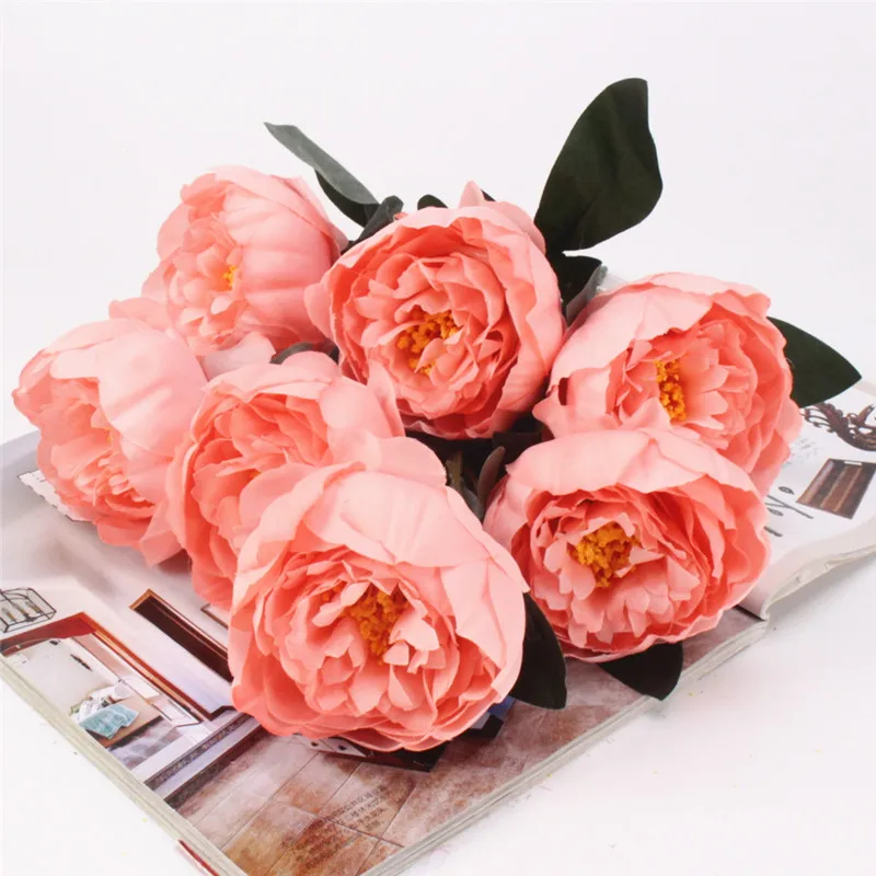 7 голов 42 см искусственные цветы Пион розы Букет гостиная домашний офис сад DIY Декор искусственные цветы 20 цветов - Цвет: R