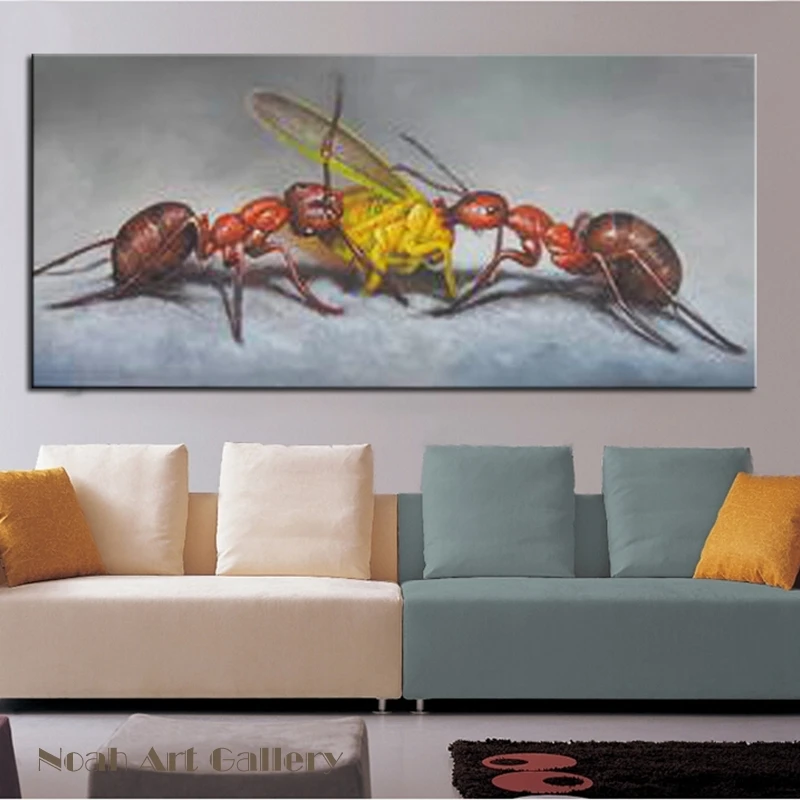 Ants and Food Modern Animal Oil Painting On Canvas Acrylic Texture Canvas Art 100% Hand Painted ...