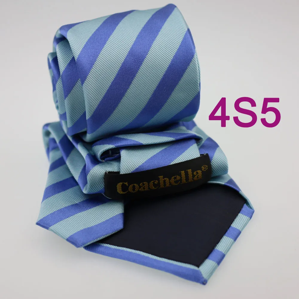 Мужской галстук Coachella из 100% чистого шелка бирюзовый с синими полосками тканый