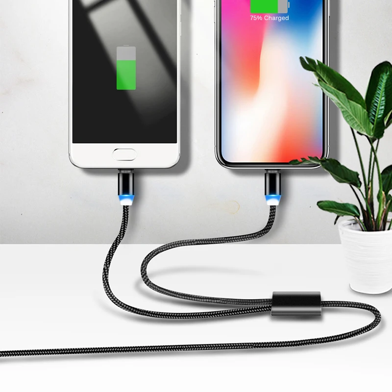 ! ACCEZZ 2 в 1 Магнитный зарядный кабель для IPhone XR X XS MAX Android Micro USB Type C Redmi Huawei Xiaomi 9