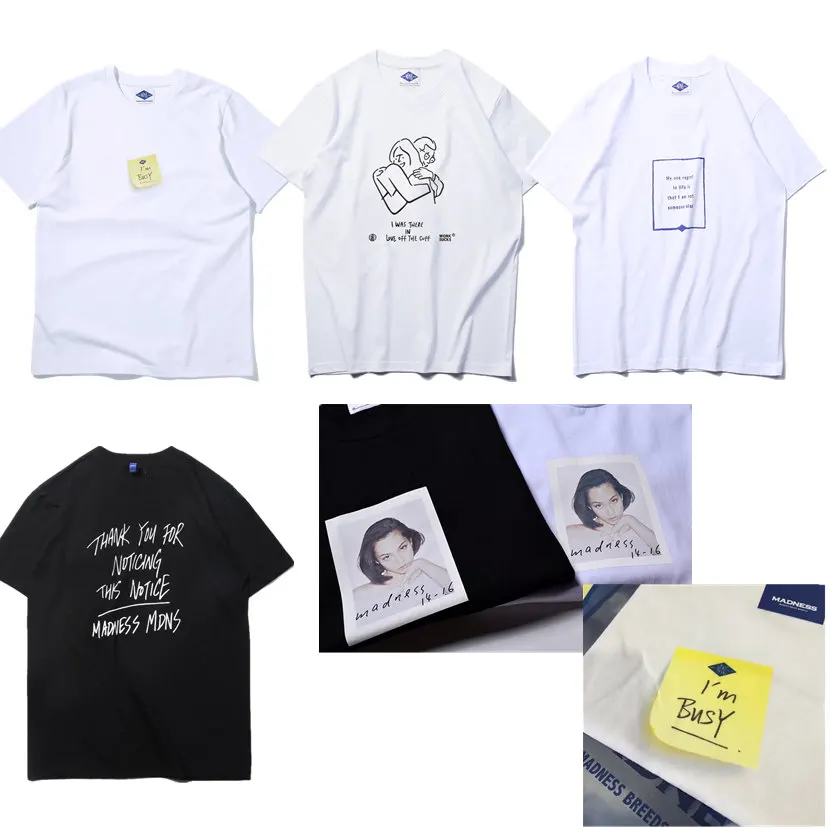 

MDNS T shirt Men Women 1:1 High Quality Madnes Summer style Mizuhara Kiko Clothes Hong Kong I am busy T-shirt Tees MDNS T Shirt