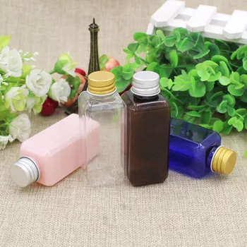 

100pcs 50ml square PET Lotion Bottles For Cosmetic 10ML Plastic Bottle With Aluminum Cap Makeup Remover Containers