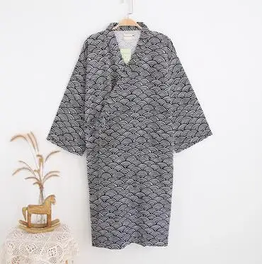 Японское хлопковое льняное кимоно для пар, пижама, мужская верхняя одежда, халат, костюм, кардиган - Color: C