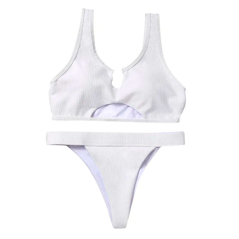 

2019 Women Solid Swimwear Bandage Bikini Set with Push-up Padded Bras Triangle Body suits 4sg