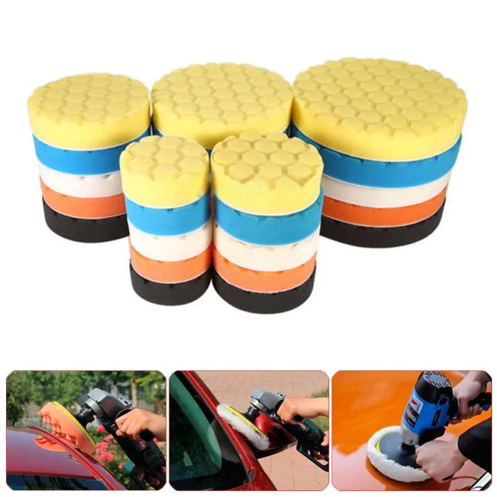 

5Pcs 3/4/5/6/7 Inch Buffing Sponge Polishing Pad Kit Set For Car Polisher Buffer