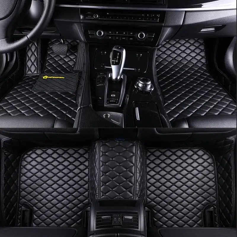 Автомобильные кожаные Коврики для Mercedes Benz ML350 w163, w164, w166, водонепроницаемые 3D коврики, автомобильные аксессуары для интерьера - Название цвета: black-black