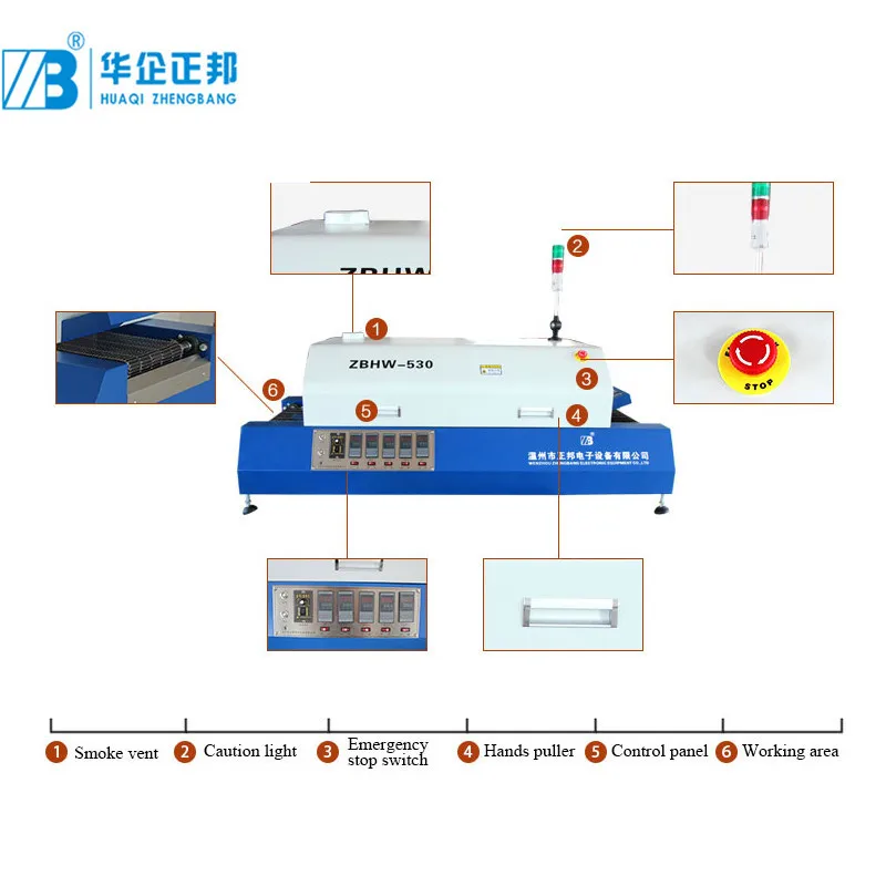 

Automatic Conveyor Infrared IC Heater Reflow Solder Oven SMD SMT Reflow Oven Repair Station 5 Zones Hot Air Infrared Reflow Oven