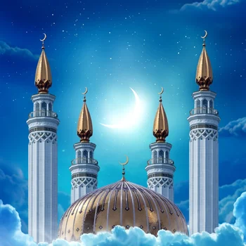 

Laeacco EID Mosque Moon Ramadan Kareem Party Festivals Sky Photo Backgrounds Photography Backdrops Photocall Photo Studio