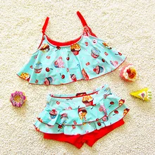 Милые детские подарки на основе персонажей женский купальник-бикини Купальники 2 шт./компл. купальник-бикини для девочек, одежда для малышей Одежда для купания для девочек, купальный костюм для девочек; купальник багажник