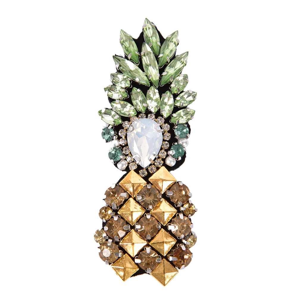 

Clothes Motif Applique Apparel Accessories Rhinestone Sequins Iron On Patch Pineapple Embroidery Patch Sewing Fabric Sticker