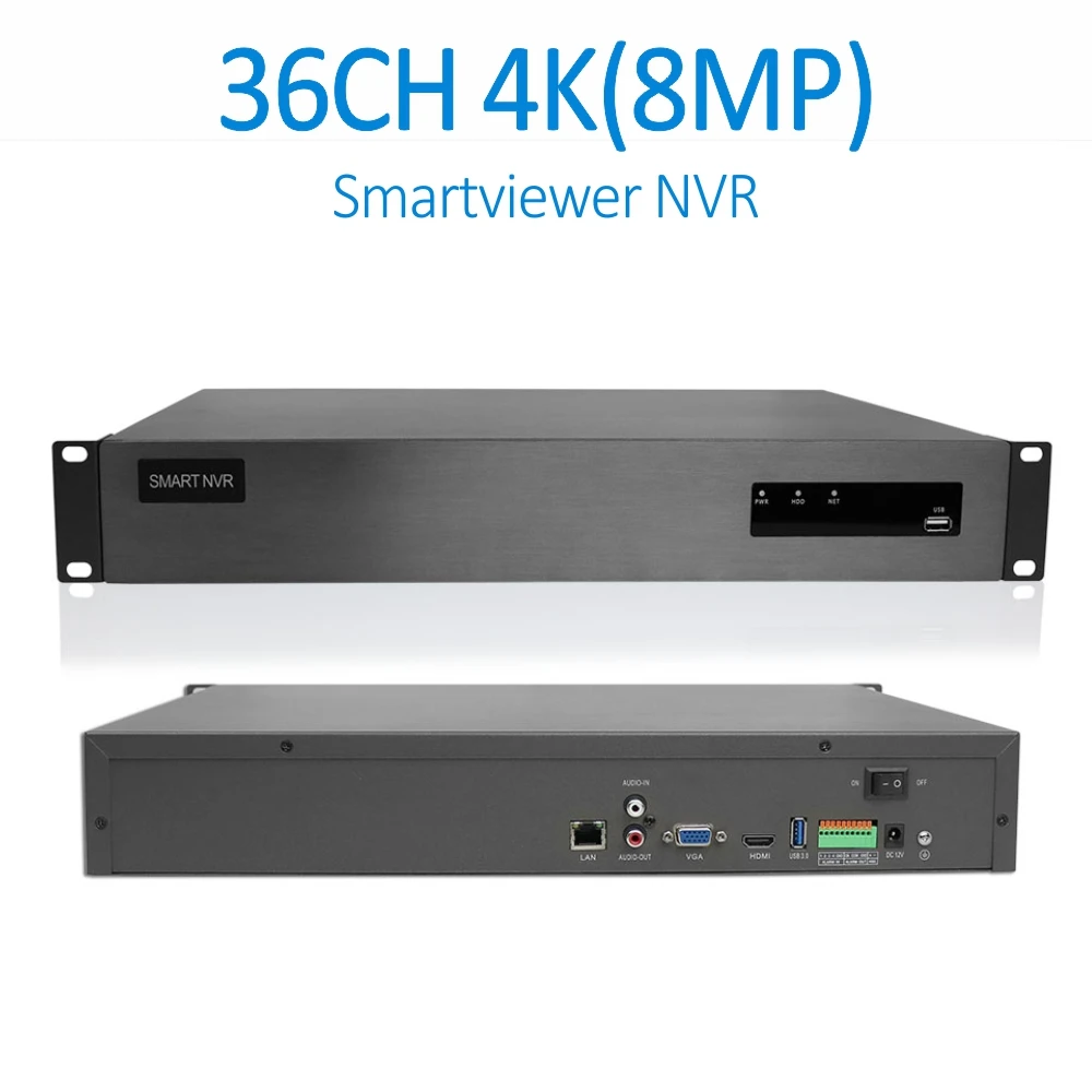 

doerguin 36CH 4K 8MP NVR Industrial Rack Mount Design Support 4x10TB HDD Recording Designed for H.264/H.265 Ultra HD IP Cameras