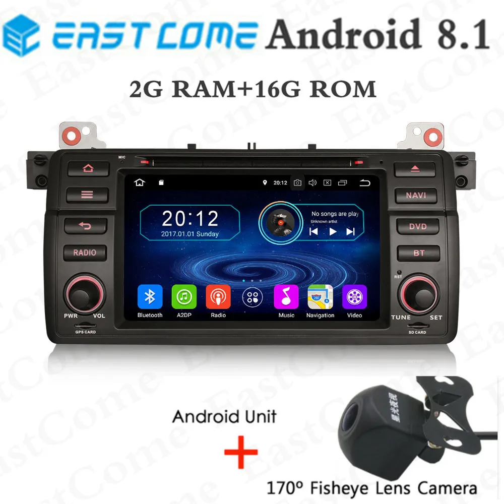 

7" Pure Android 8.1 Quad Core Car DVD fo rBMW 3 Series E46 1998-2006 M3 318 320 325 Rover 75 With HD Radio Rear View Camera
