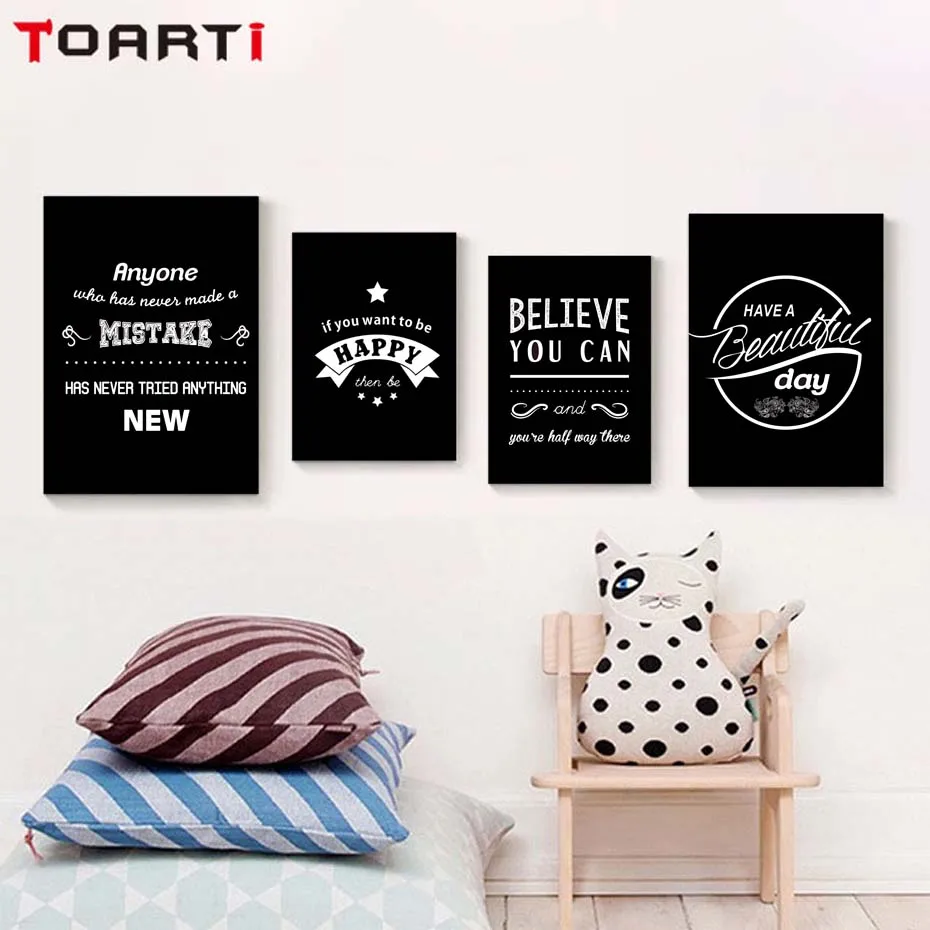 Inspiring English Life Phrase Wall Art Painting Black And White Modern Canvas Poster Print For Living Studying Home Decoration (4)