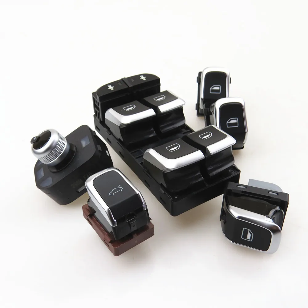 FHAWKEYEQ Chrome Window Master Switch Rear Trunk Lid Lock Button Side