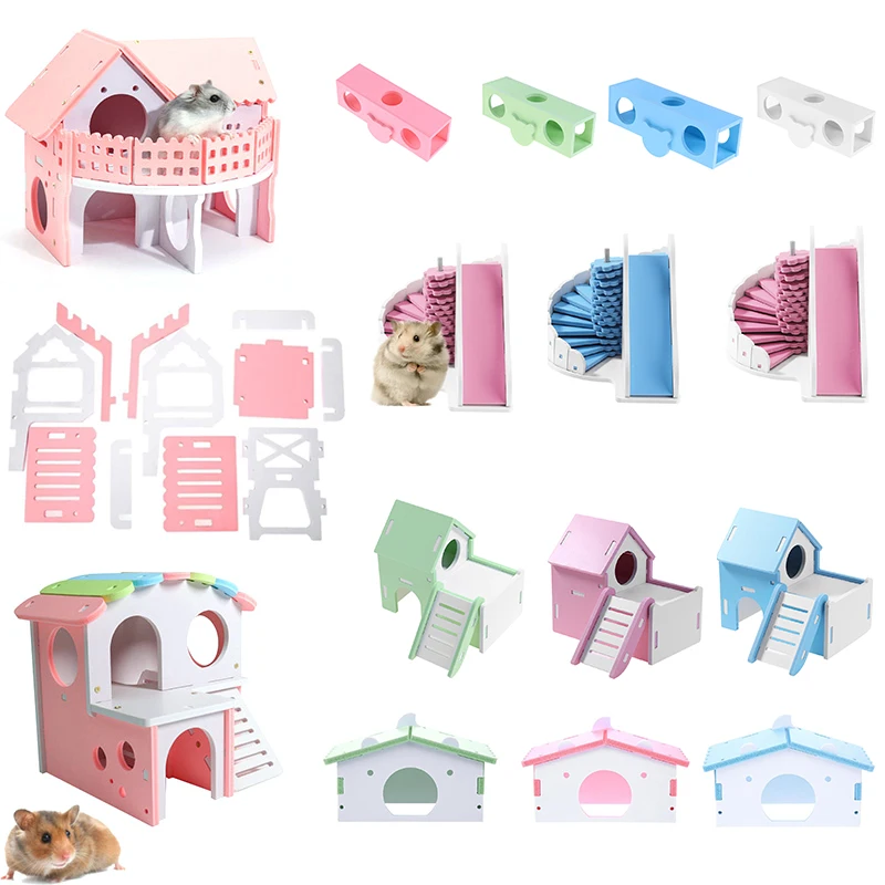 

1pcs Luxurious Hamster House Swing Toy Slide Hamsters Nest Loft Bed Cage Nest Pet Hedgehog Castle Climb Toys Small Pet House