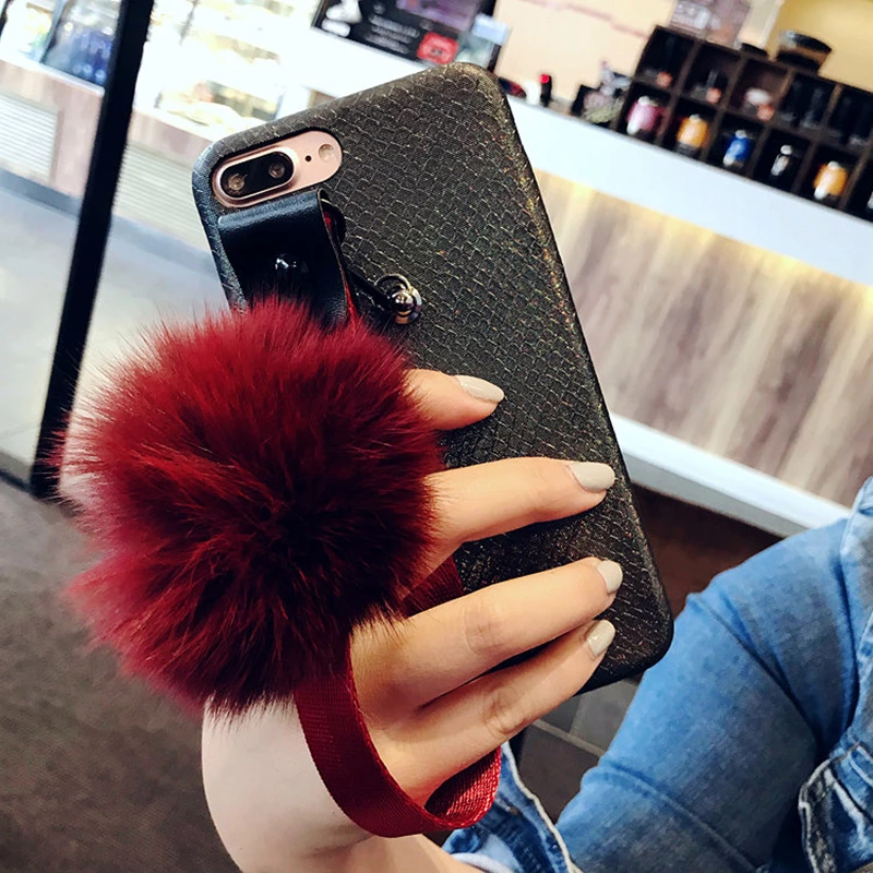 Aoweziic South Korean mobile phone shell with 6S For iPhoneX XS Plush winter lanyard 7plus soft woman I8 personality fashionista
