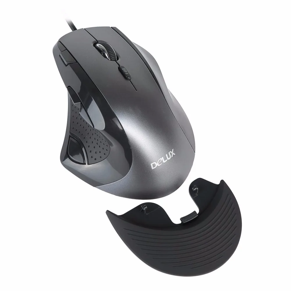 

Delux M910 Wired Mouse Black&Gray 5 DPI Speed Gear Anti-skidding Design Removable Wrist Support Portable Mouse (get coupon)