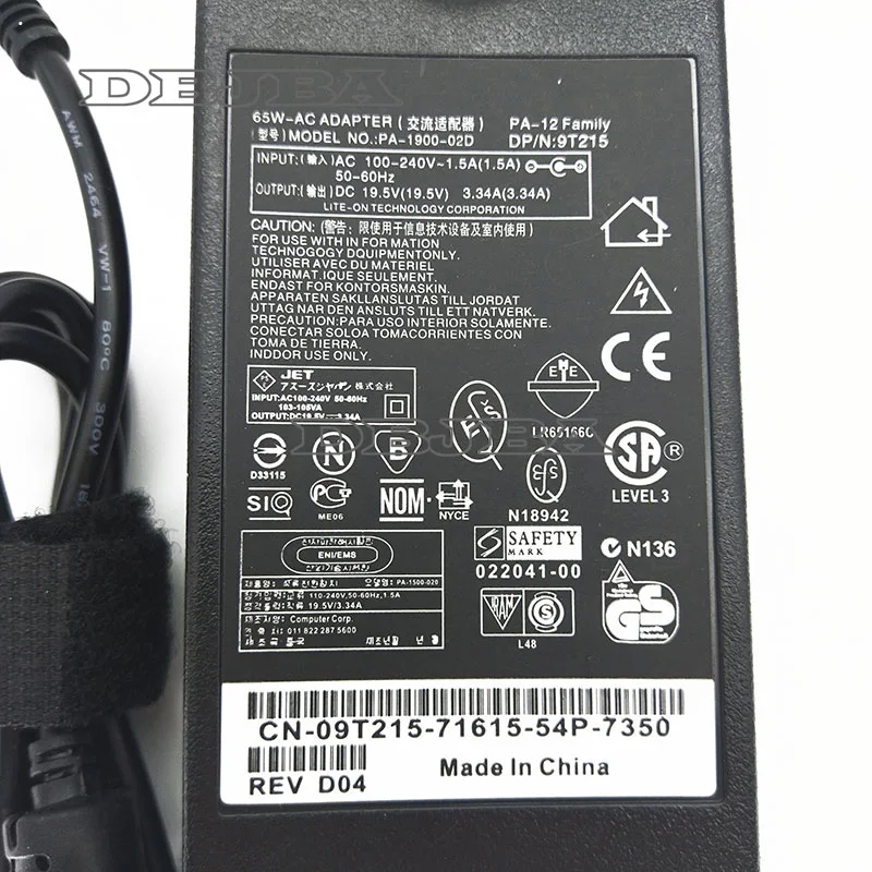 65 W Dell Latitude D400 D410 D420 D430 Compatible Ordinateur Portable AC Adaptateur Chargeur