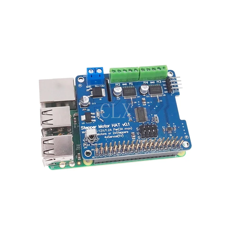 

Raspberry Pi 3 Motor HAT Full function Robot Expansion Board Support Raspberry Pi 3/2B/B+ (Stepper / Motor / Servo/ IR Remote)